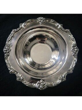 Vtg Reed & Barton King Francis Silverplate Bowl #1671 12" Ornate Floral Design
